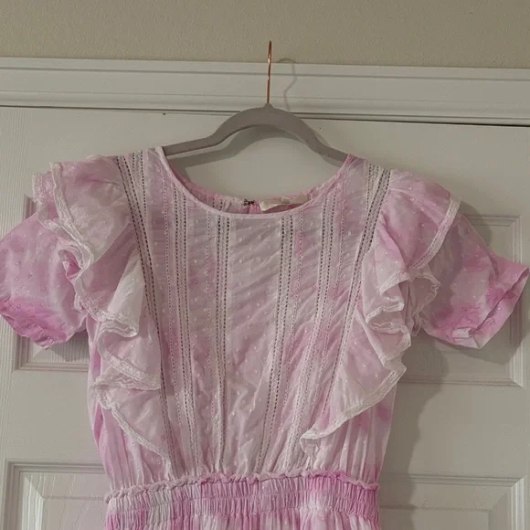 LoveShackFancy Pink Natasha Heritage Mini Dress Peony Pink XS - Picture 4 of 6